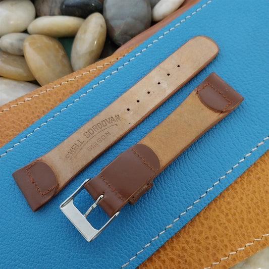 3/4" Brown Shell Cordovan Classic Tapered 1950s nos Unused Vintage Watch Band
