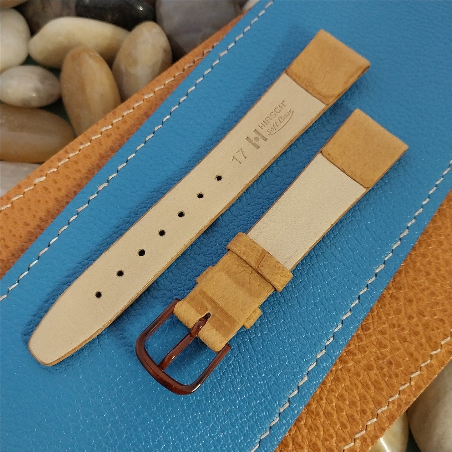 17mm Hirsch Soft Boar Tan Leather Tapered 17/14 Unused Vintage Watch Band