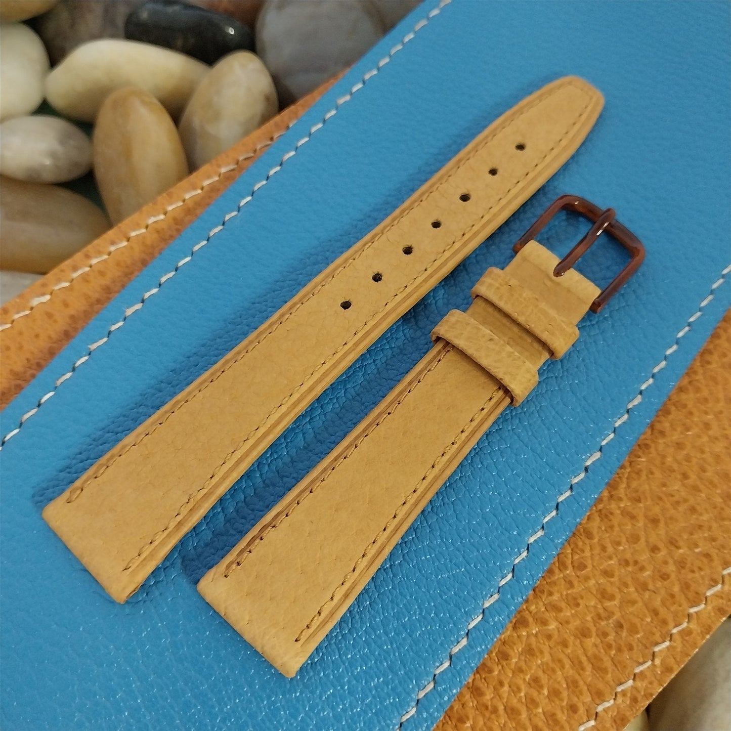 17mm Hirsch Soft Boar Tan Leather Tapered 17/14 Unused Vintage Watch Band