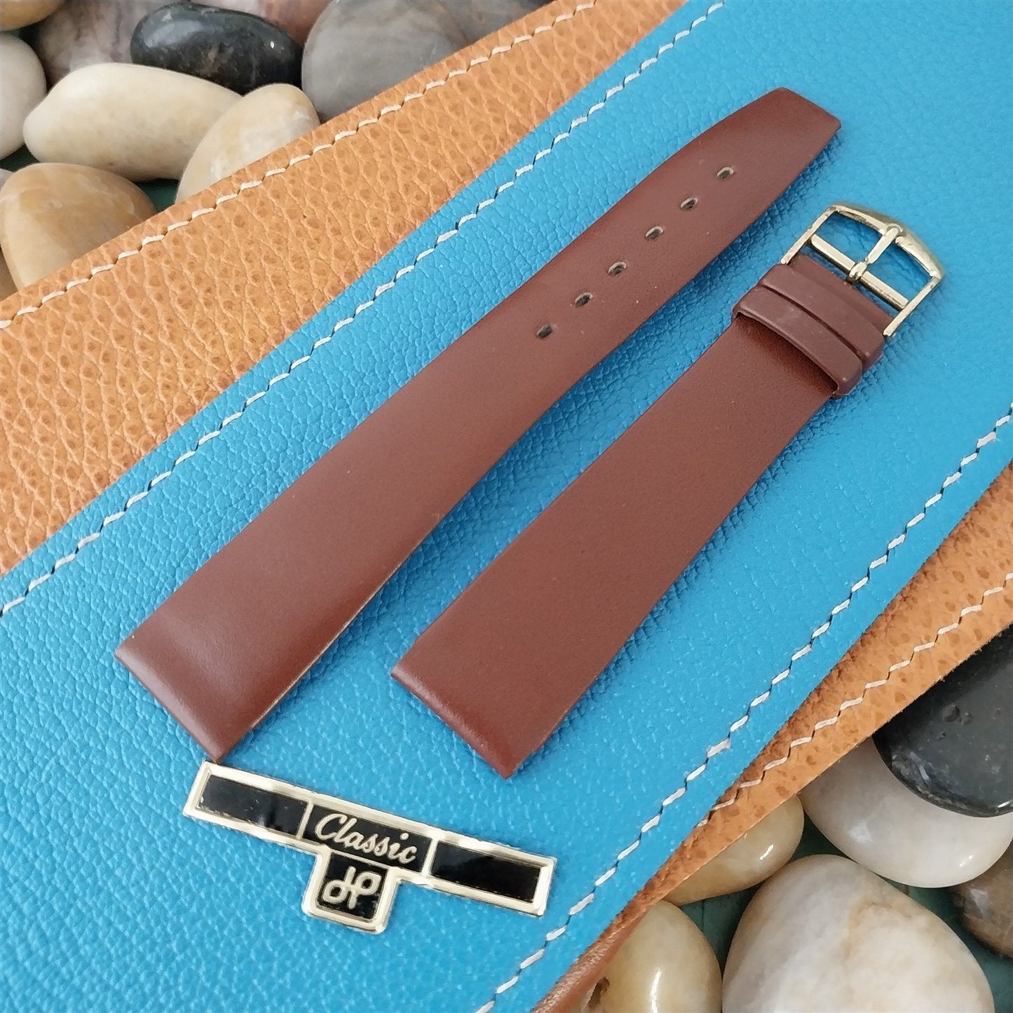 1960s 18mm Brown Leather Classic Tapered 18/15 NOS Unused Vintage Watch Band