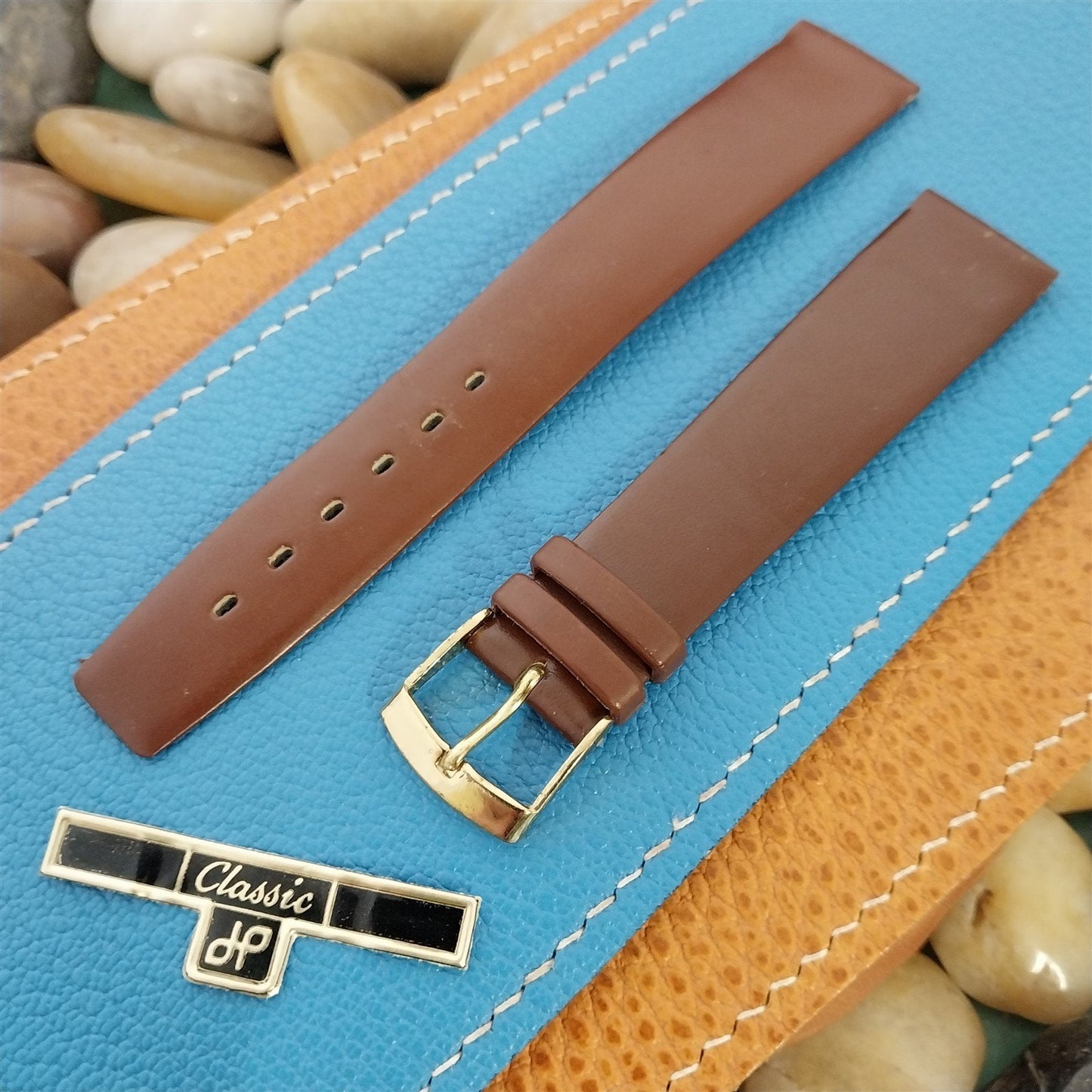 1960s 18mm Brown Leather Classic Tapered 18/15 NOS Unused Vintage Watch Band