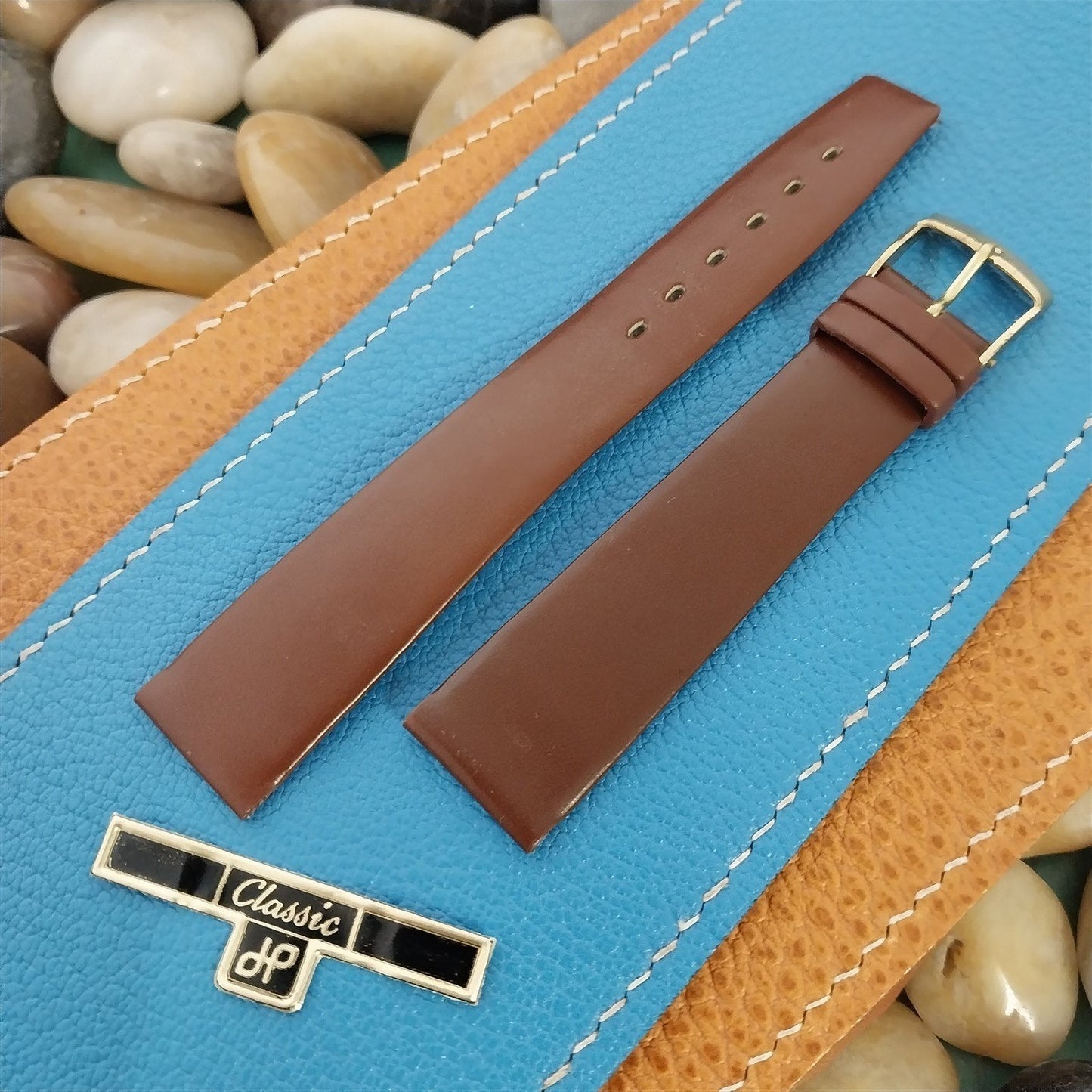 1960s 18mm Brown Leather Classic Tapered 18/15 NOS Unused Vintage Watch Band