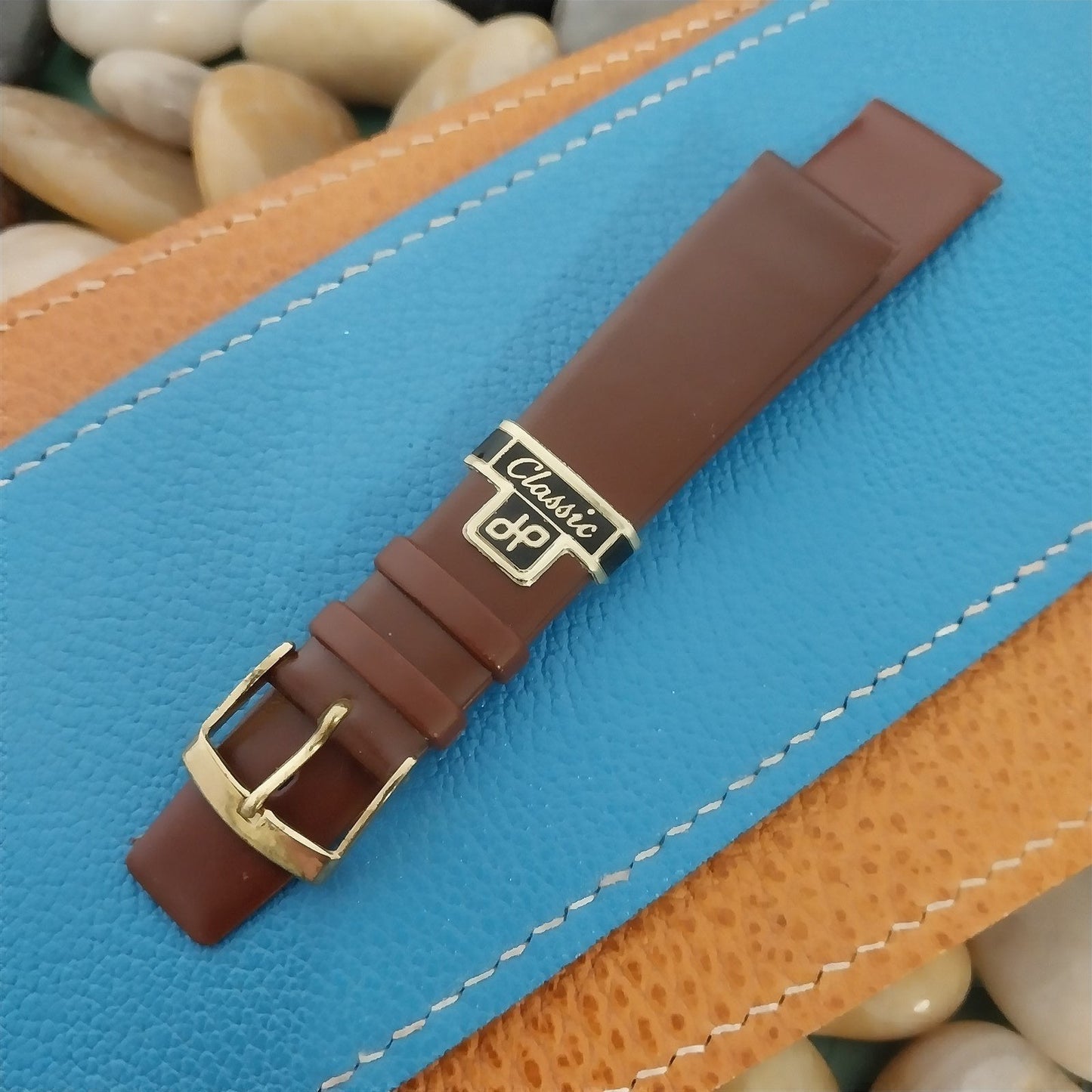 1960s 18mm Brown Leather Classic Tapered 18/15 NOS Unused Vintage Watch Band