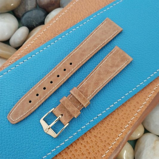 17mm Hirsch Camel Grain Tan Leather Tapered 17/14 Unused Vintage Watch Band