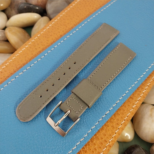 Vintage 17mm Gemex Gray Calf Leather nos Unused Classic Tapered 1960s Watch Band