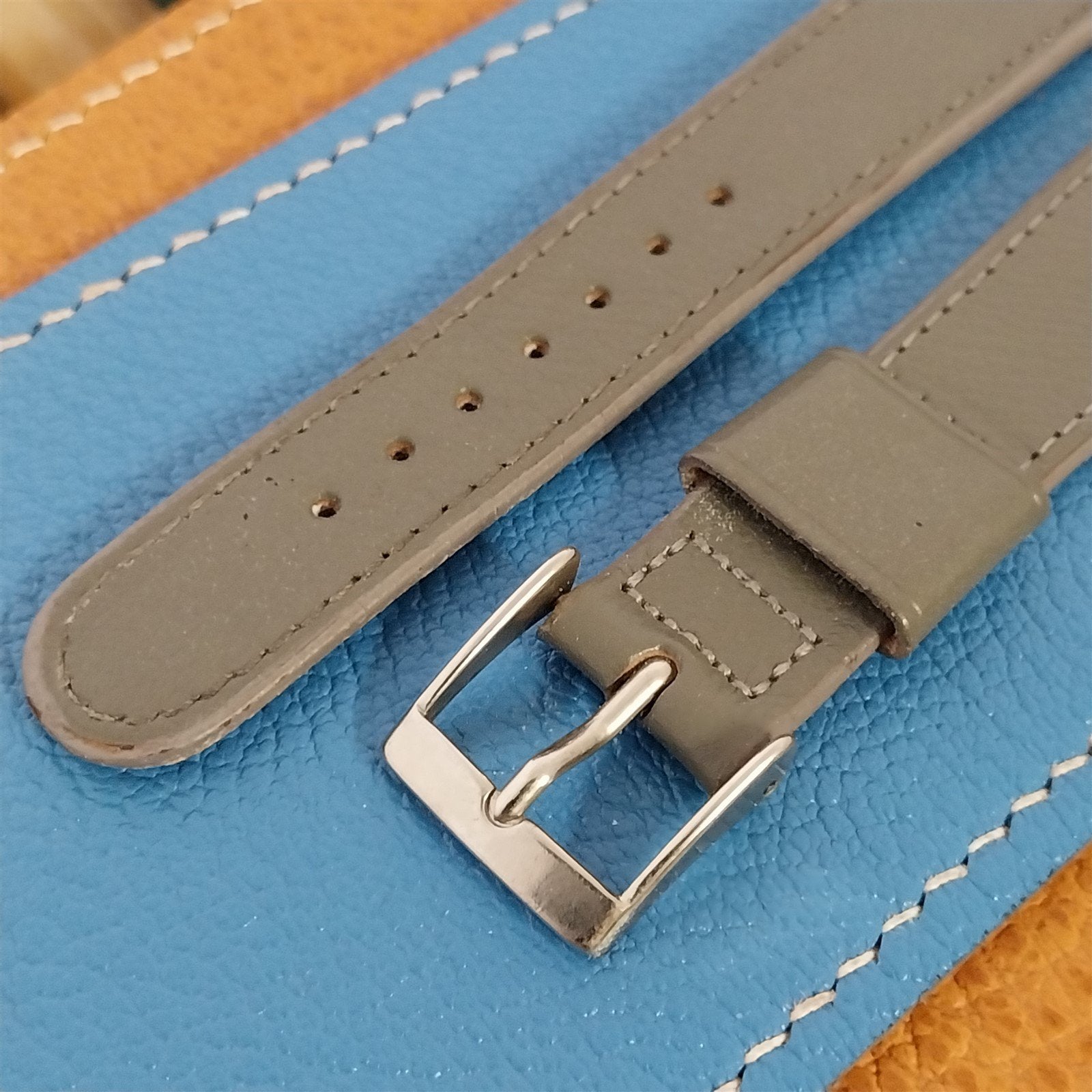 Vintage 17mm Gemex Gray Calf Leather nos Unused Classic Tapered 1960s Watch Band