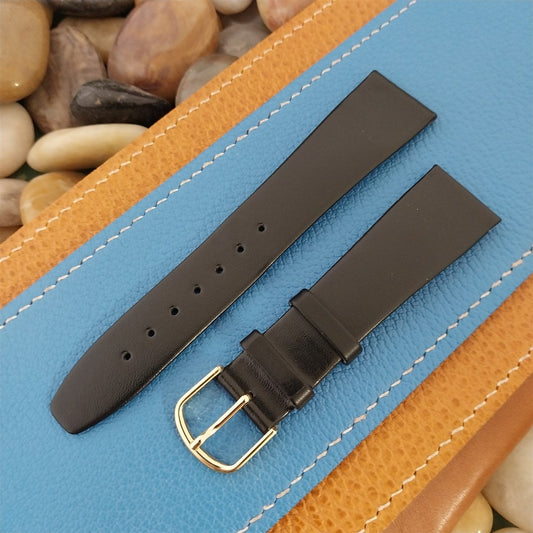 20mm Hirsch Black Box Calf Leather Tapered 20/16 Unused NOS Vintage Watch Band