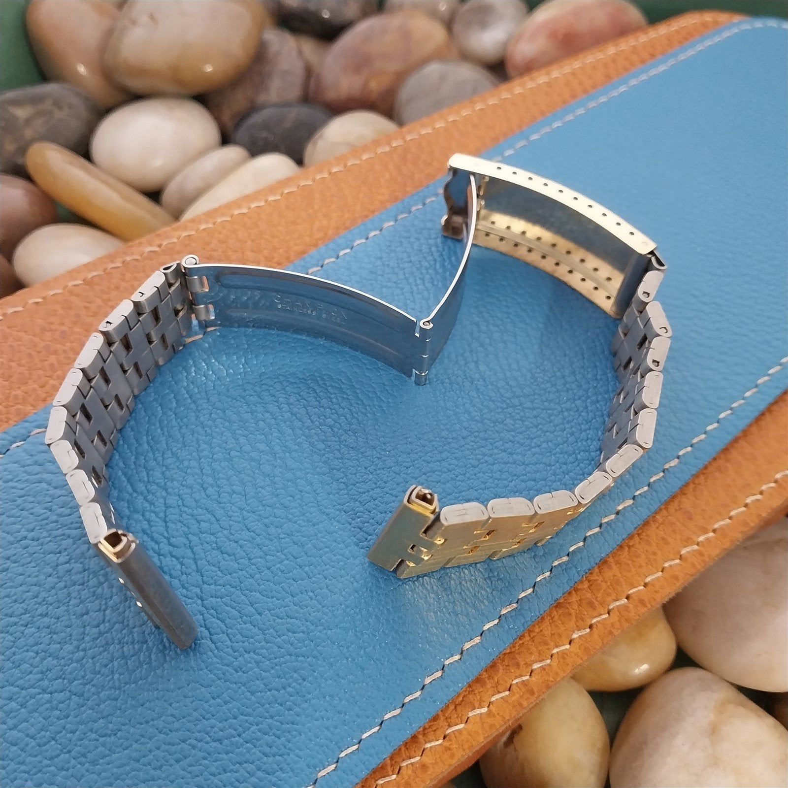 Gold-Tone JB Champion LED LCD 1970s-1980s Vintage Watch Band nos 25mm 22mm