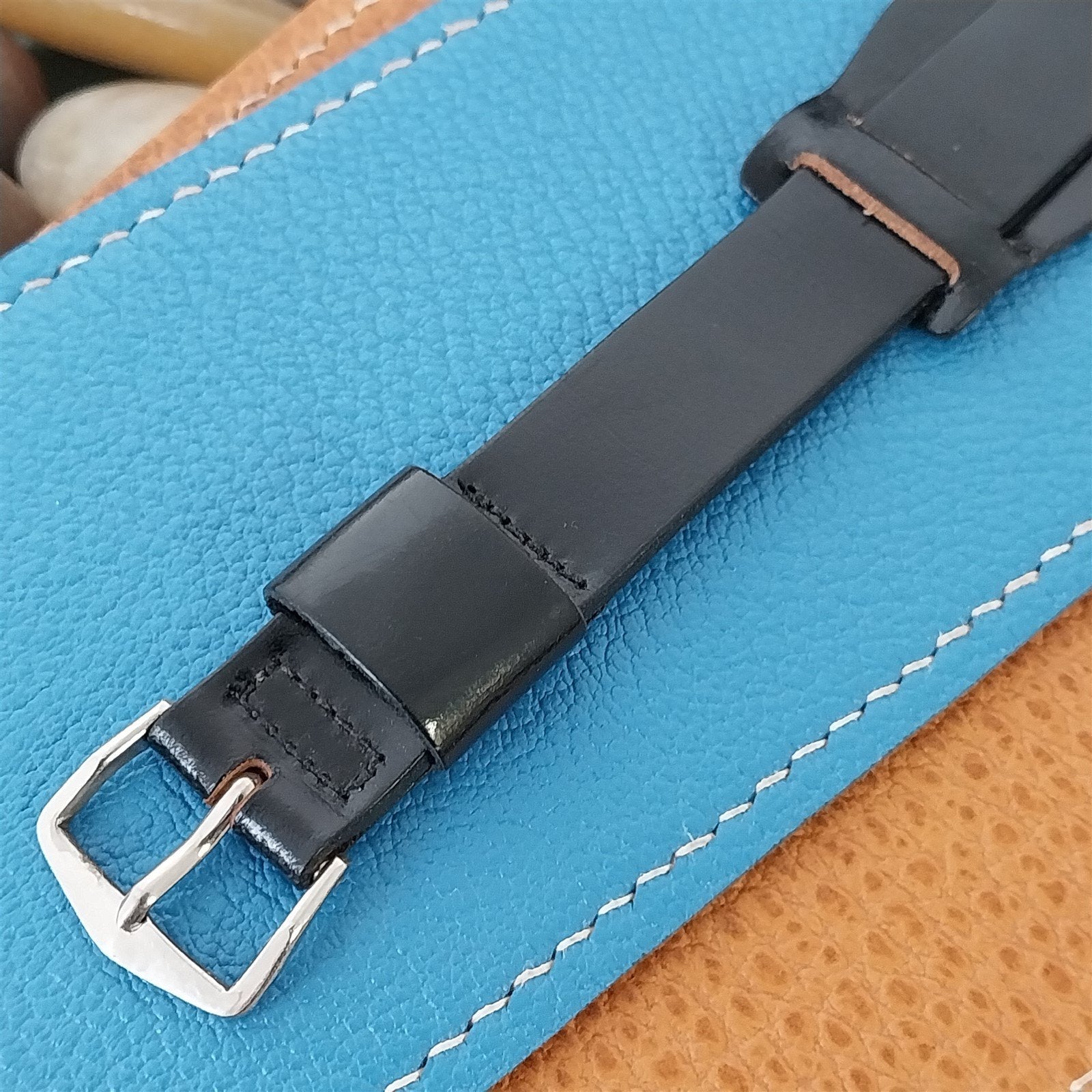 Vintage 5/8" Black Shell Cordovan Single Pass With Pad Unused Classic Watch Band