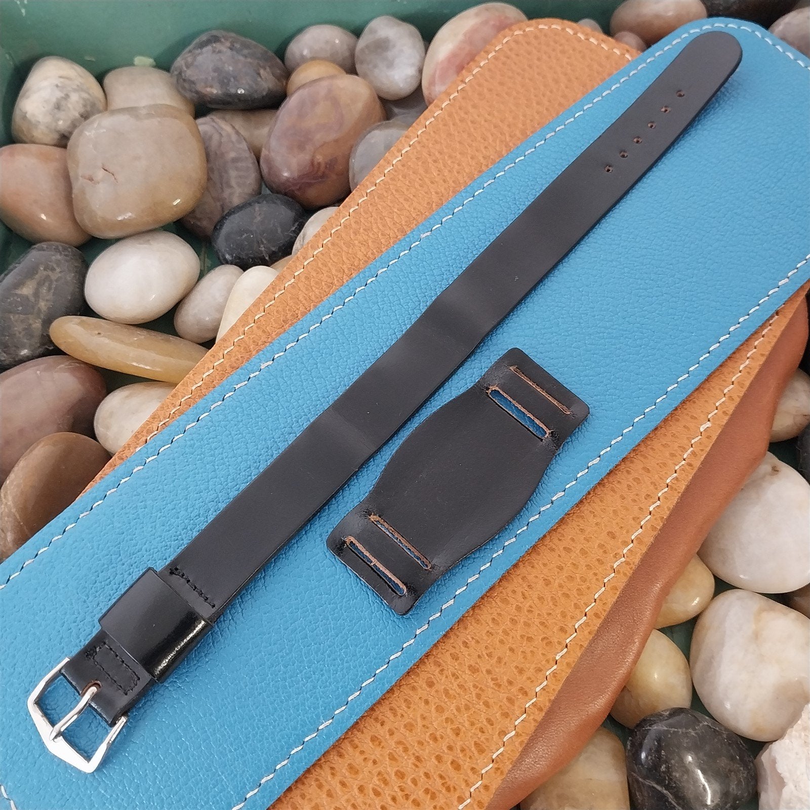Vintage 5/8" Black Shell Cordovan Single Pass With Pad Unused Classic Watch Band