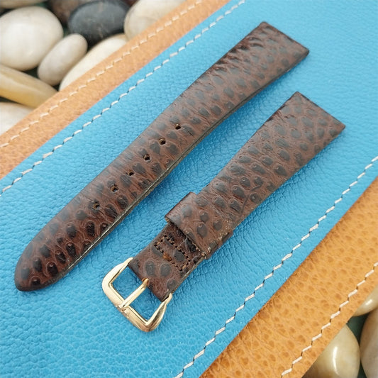 Vintage 18mm Wyler Unused 1960s Brown Leather Watch Band & Logo Buckle