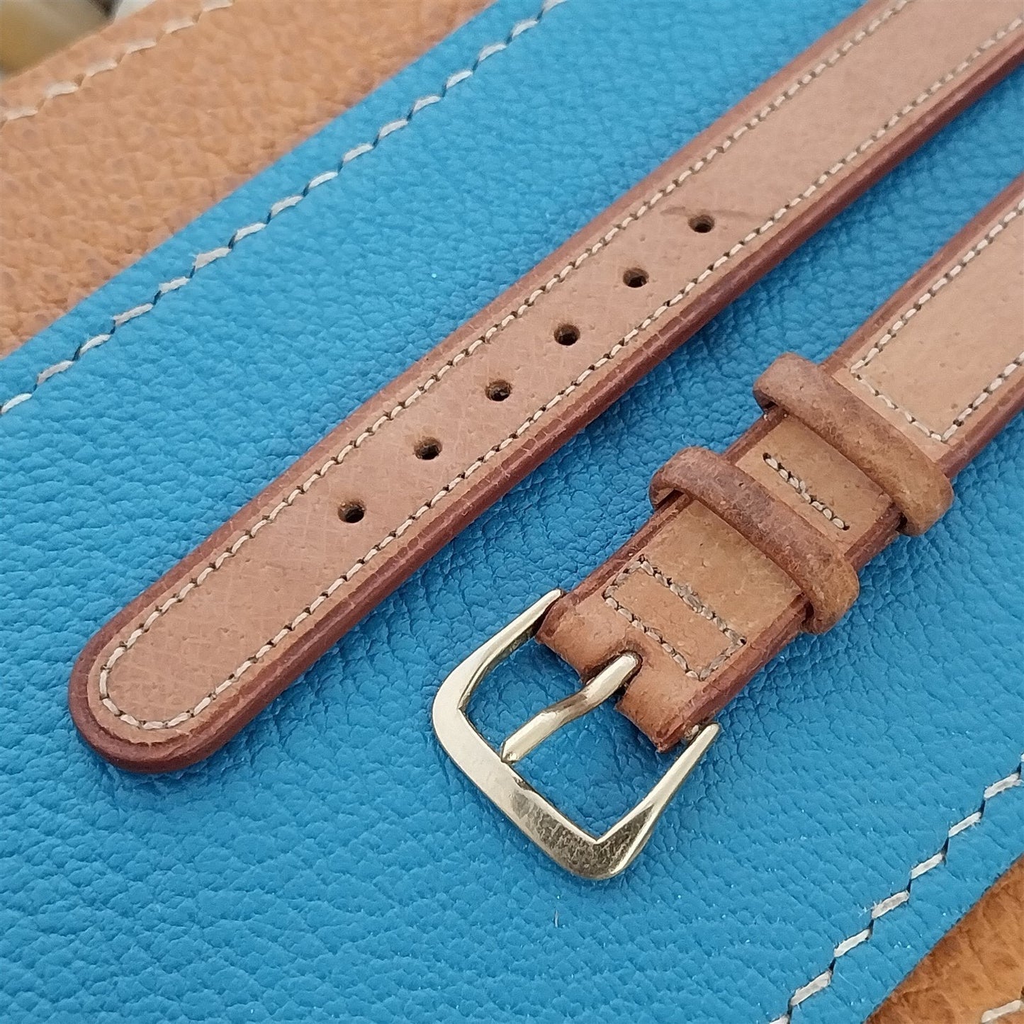 Vintage 1940s-1950s 1/2" Elgin Pigskin Unused nos Watch Band & Gold-Tone Buckle