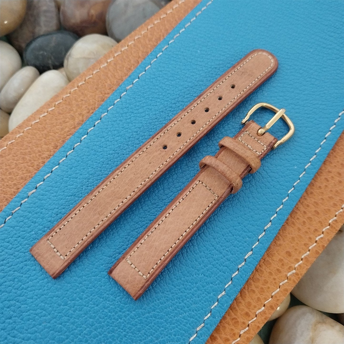 Vintage 1940s-1950s 1/2" Elgin Pigskin Unused nos Watch Band & Gold-Tone Buckle