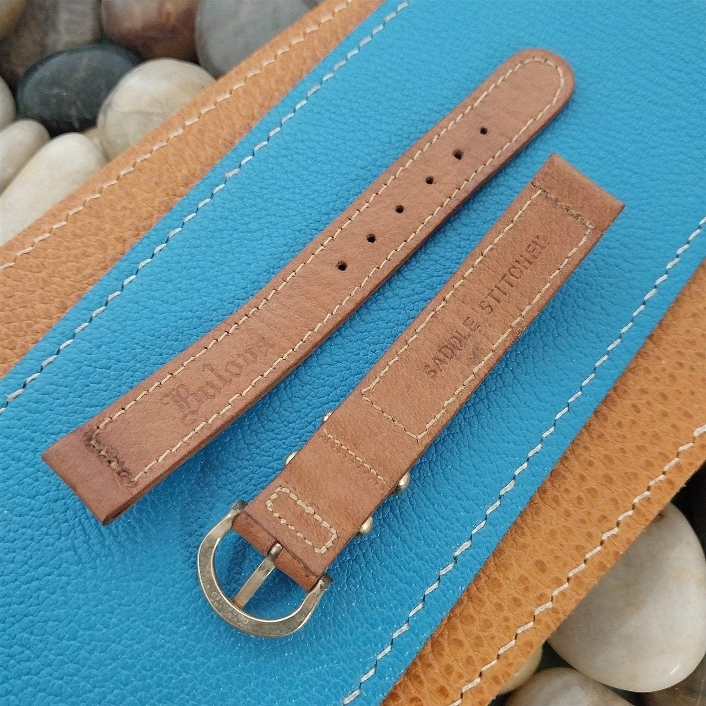 Vintage 14mm Bulova Calfskin Unused nos Watch Band & 14k Gold-Filled Buckle