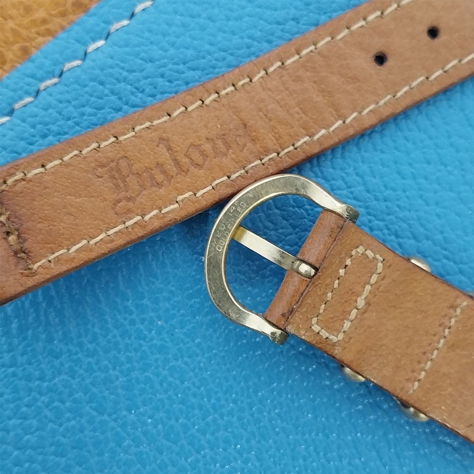 Vintage 14mm Bulova Calfskin Unused nos Watch Band & 14k Gold-Filled Buckle