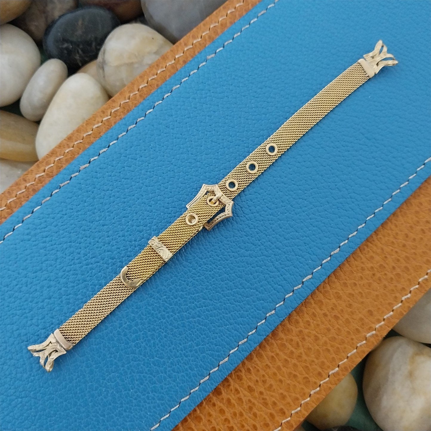 1920s 14k Yellow Gold-Filled Ladies Filigree Mesh Unused Vintage Watch Band