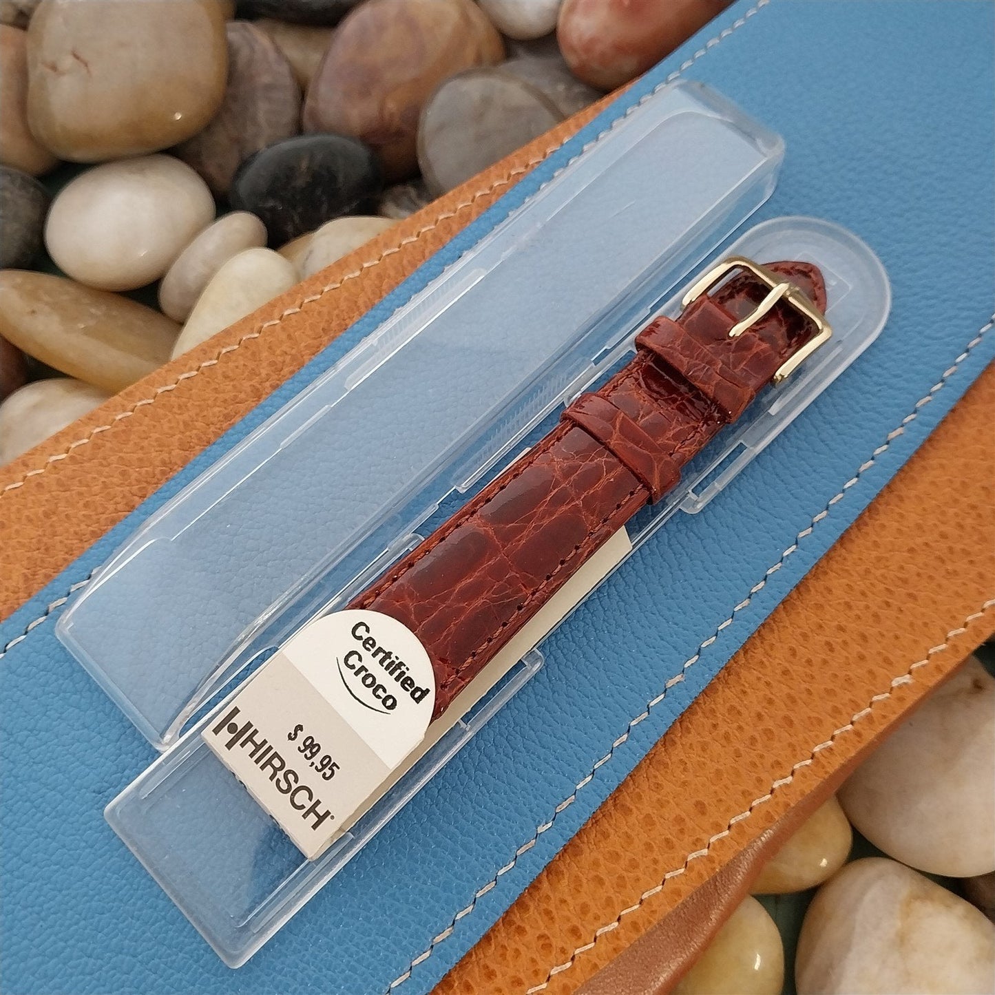 20mm Hirsch Brown Certified Croc Leather Unused Tapered 20/16 Watch Band