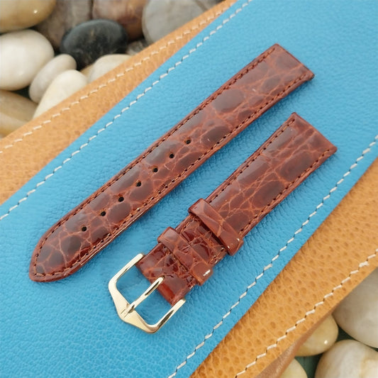 20mm Hirsch Brown Certified Croc Leather Unused Tapered 20/16 Watch Band