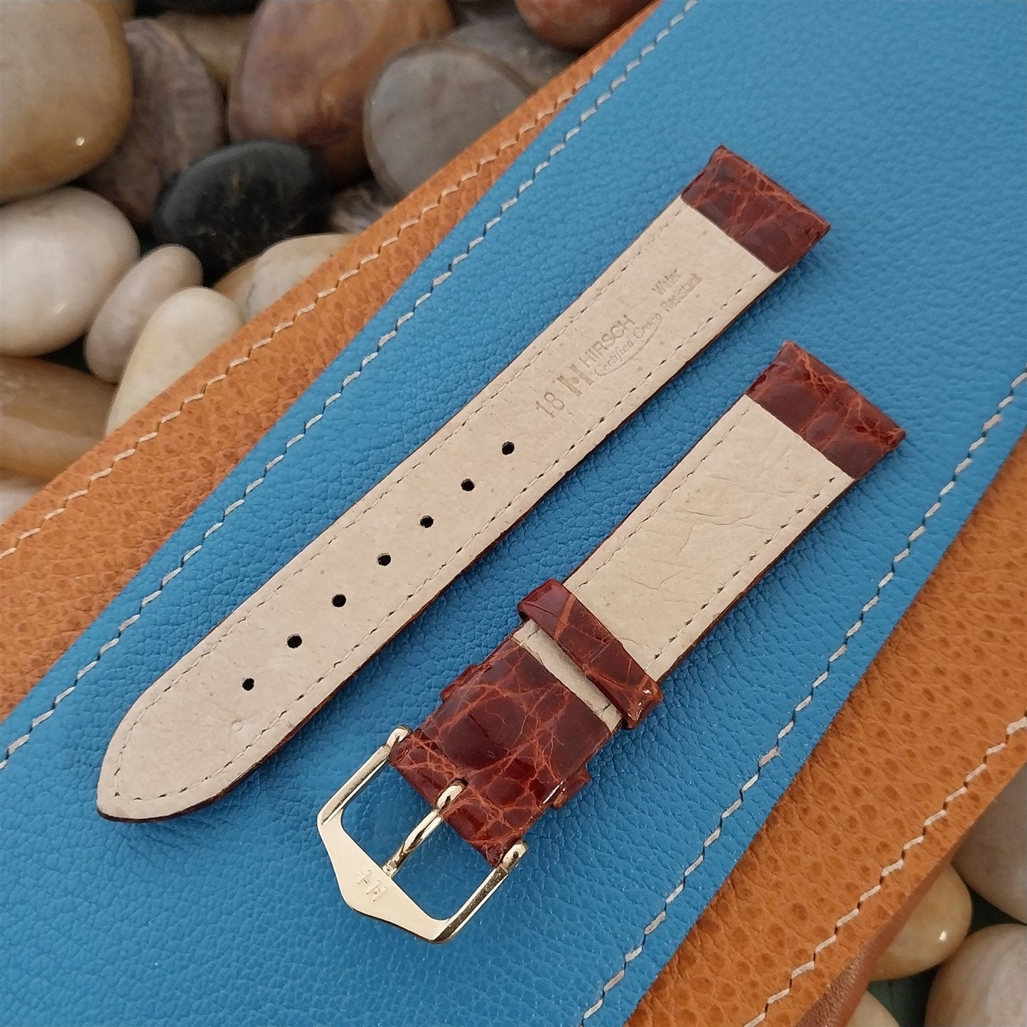 20mm Hirsch Brown Certified Croc Leather Unused Tapered 20/16 Watch Band