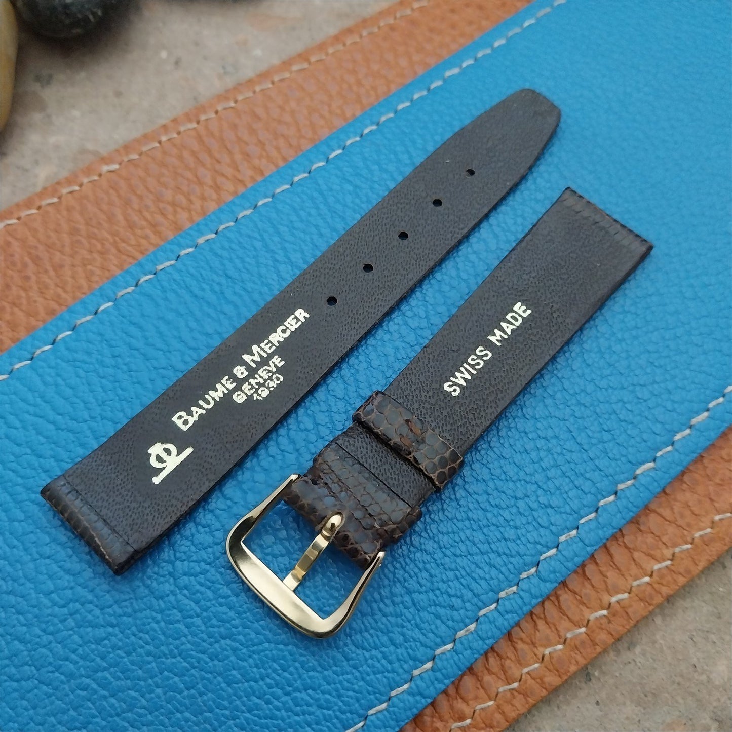 Vintage 16mm Baume Mercier Swiss NOS Unused Lizard Classic Watch Strap