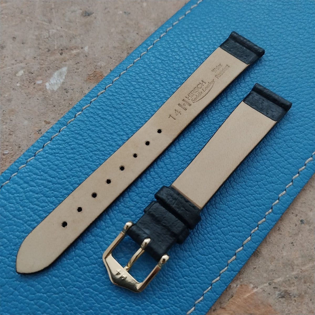 14mm Ladies Hirsch Black Saddle Leather Watch Strap