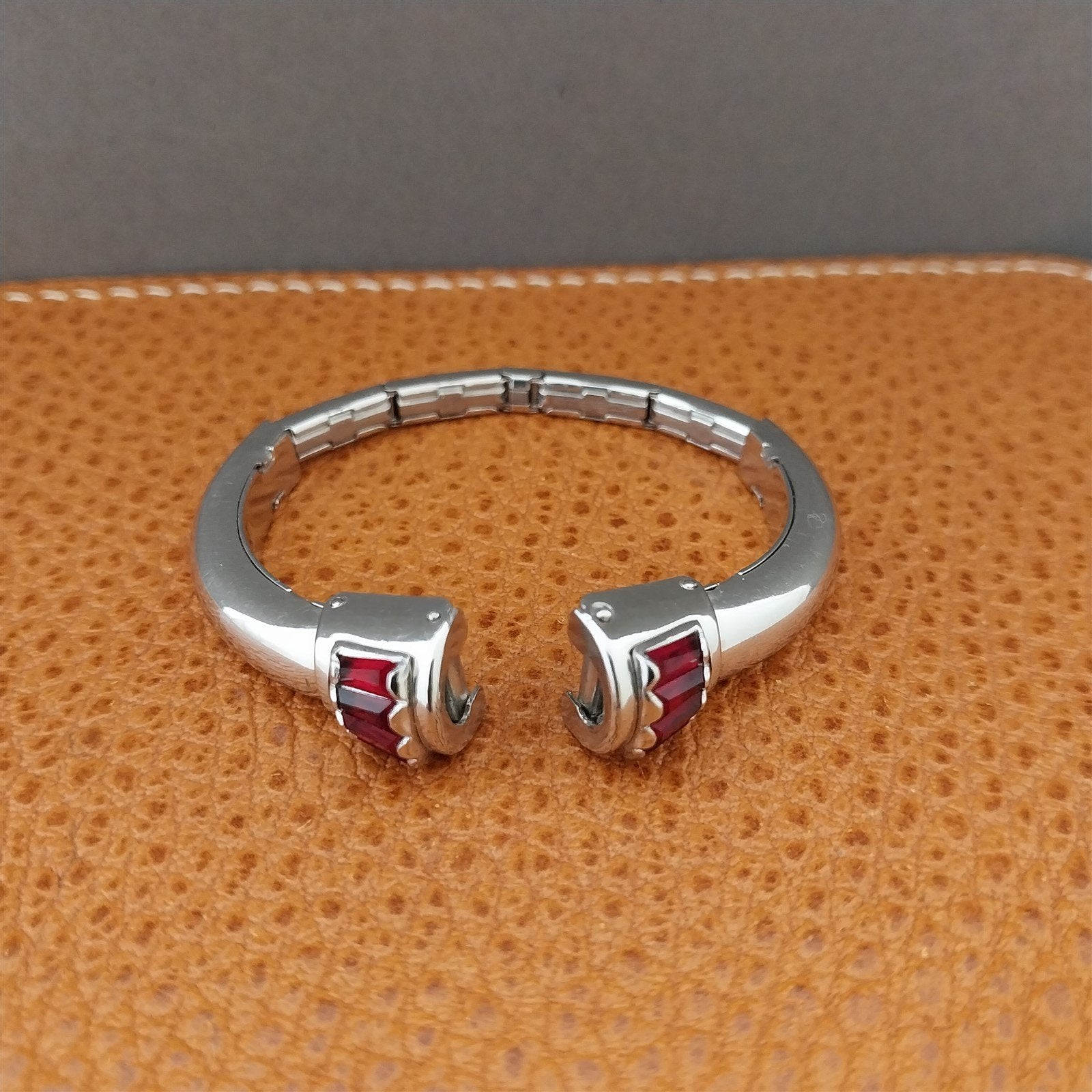 Kreisler 12k White Gold-Filled Red Rhinestone Ladies 1950s Vintage Watch Band