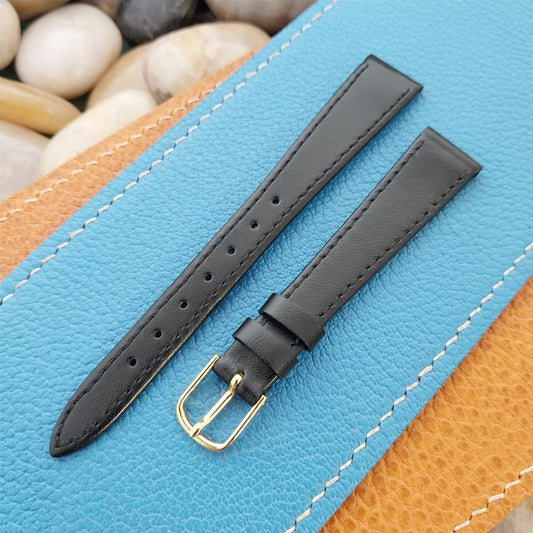 14mm Hadley Roma Black Calfskin Leather Ladies nos Unused Vintage Watch Band