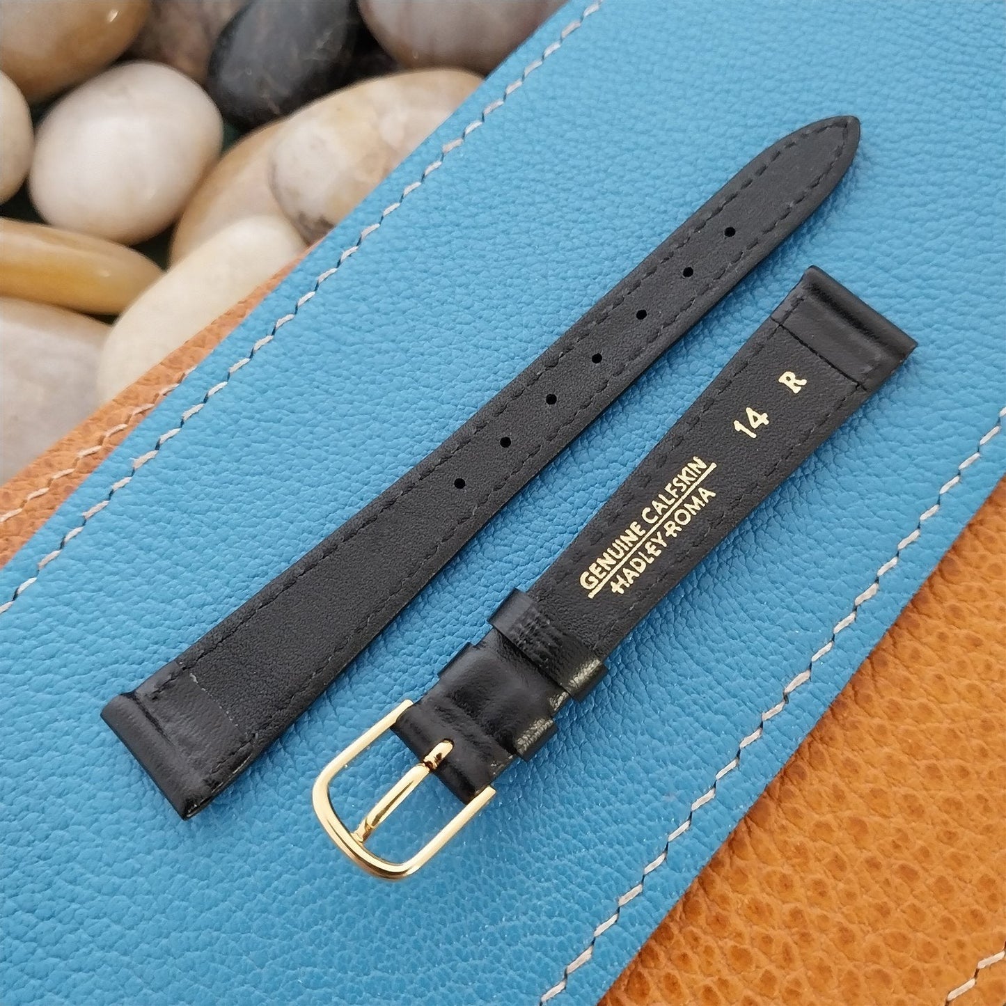 14mm Hadley Roma Black Calfskin Leather Ladies nos Unused Vintage Watch Band