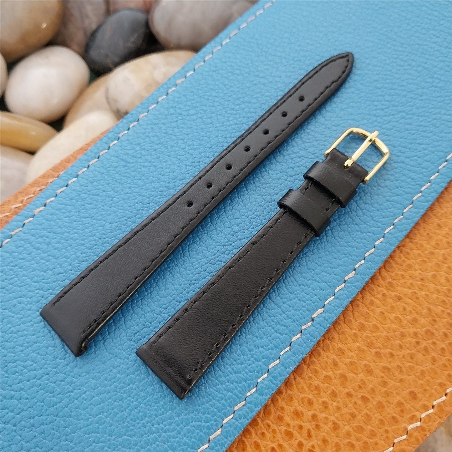 14mm Hadley Roma Black Calfskin Leather Ladies nos Unused Vintage Watch Band