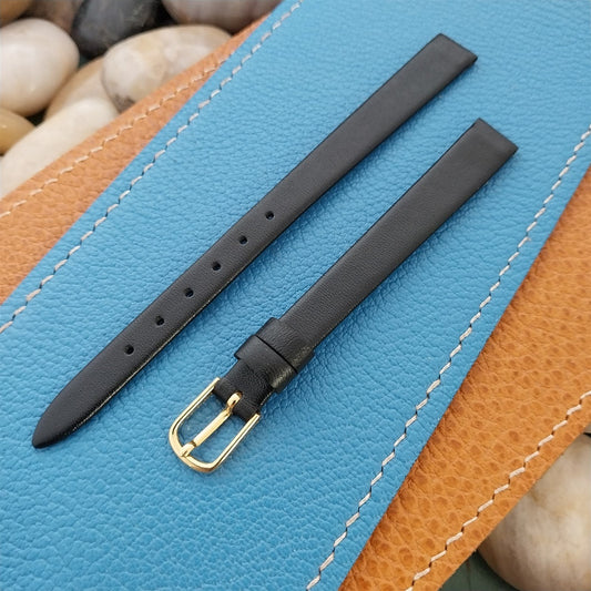 10mm Hadley Roma Long Black Calfskin Leather Ladies Unused Vintage Watch Band