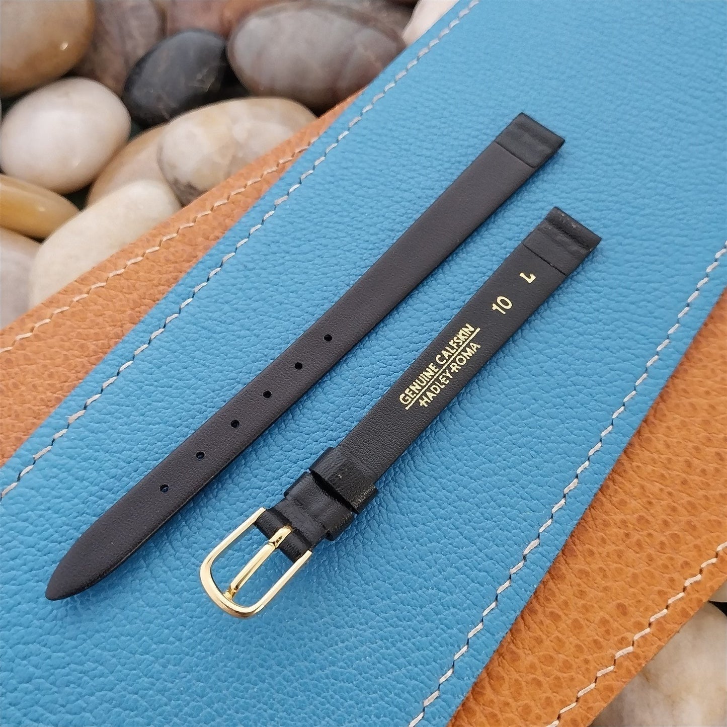 10mm Hadley Roma Long Black Calfskin Leather Ladies Unused Vintage Watch Band