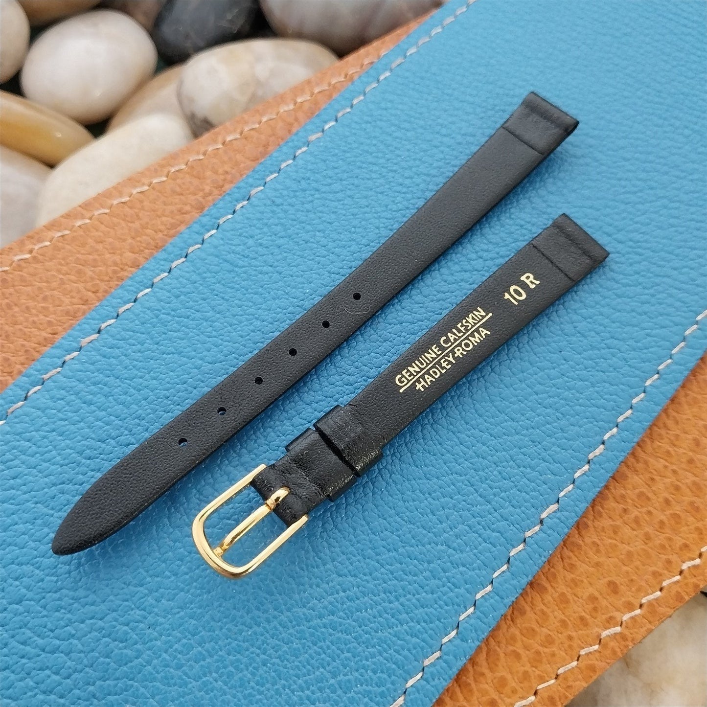 10mm Hadley Roma Black Calfskin Leather Ladies Unused Vintage Watch Band