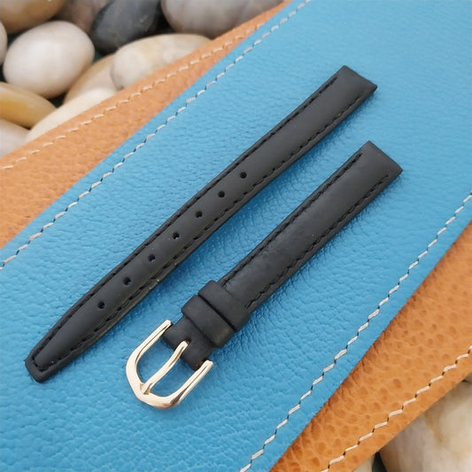 11mm Hadley Roma Black Leather Unused nos Vintage Watch Band