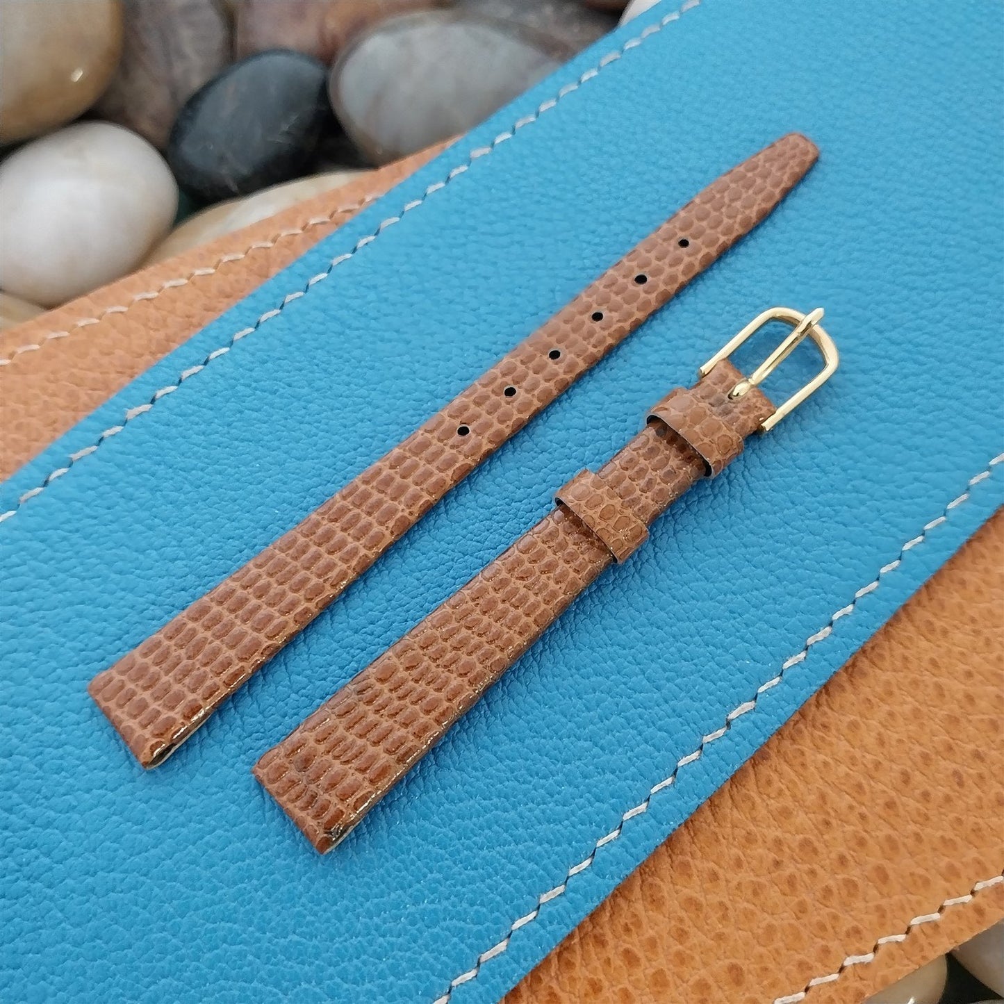 11mm Hadley Roma Tan Lizard Grain Leather Ladies nos Unused Vintage Watch Band