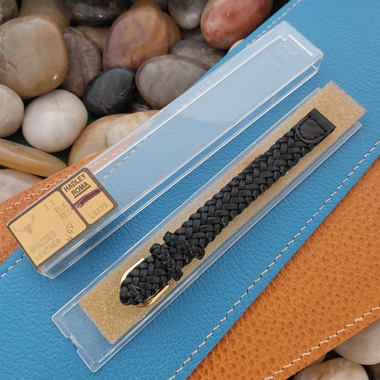 11mm Hadley Roma Black Braided Leather Unused nos Vintage Watch Band