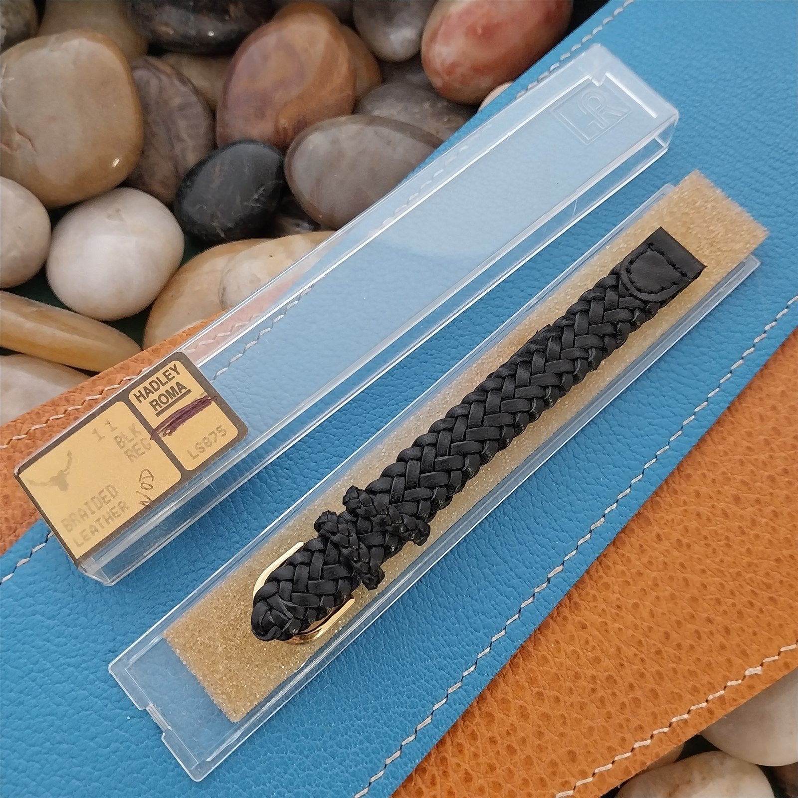 11mm Hadley Roma Black Braided Leather Unused nos Vintage Watch Band