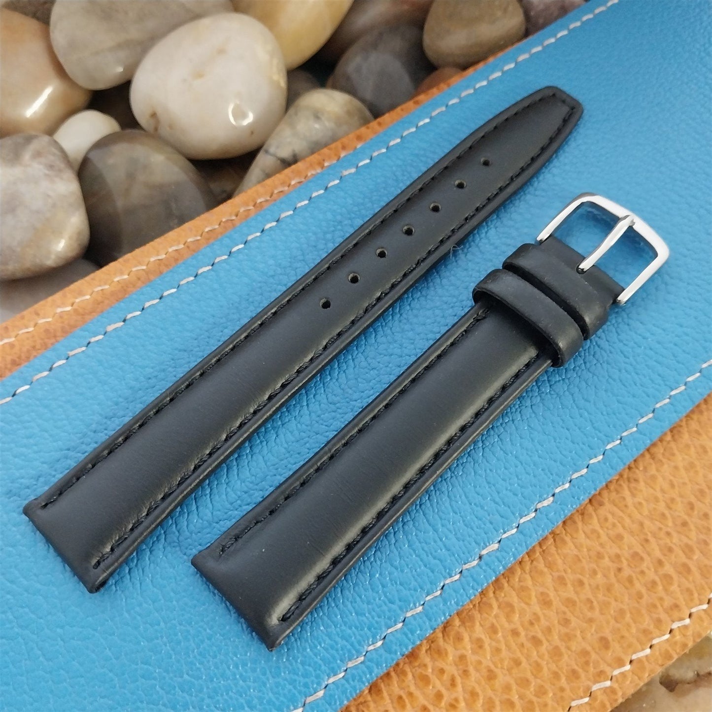 18mm Hadley Roma Long Black Oil-Tanned Leather Unused Watch Band