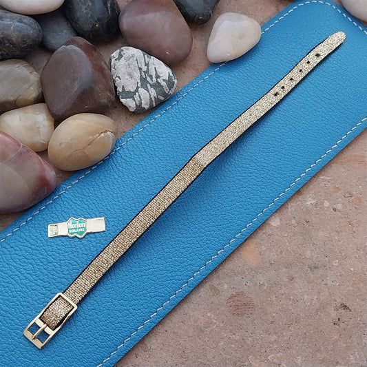 Vintage 8mm Horlon Gold Metallic Perlon Solaire Ladies Single Pass Watch Band