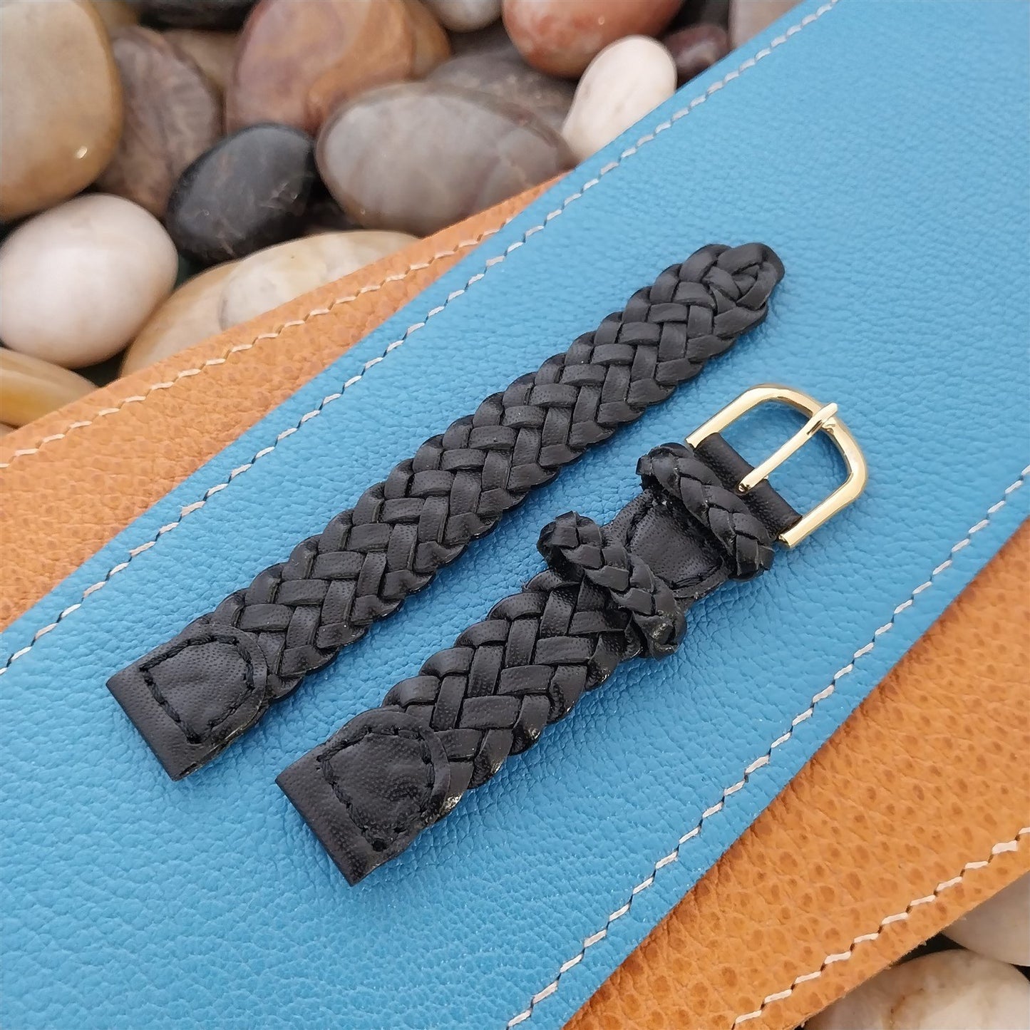 14mm Speidel Black Braided Leather Unused nos Vintage Watch Strap