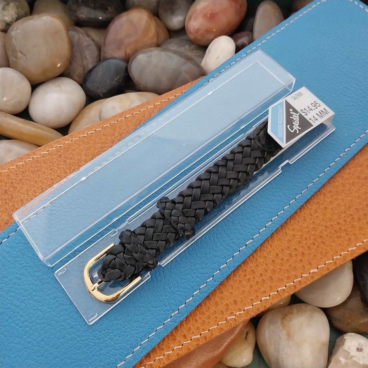 14mm Speidel Black Braided Leather Unused nos Vintage Watch Strap