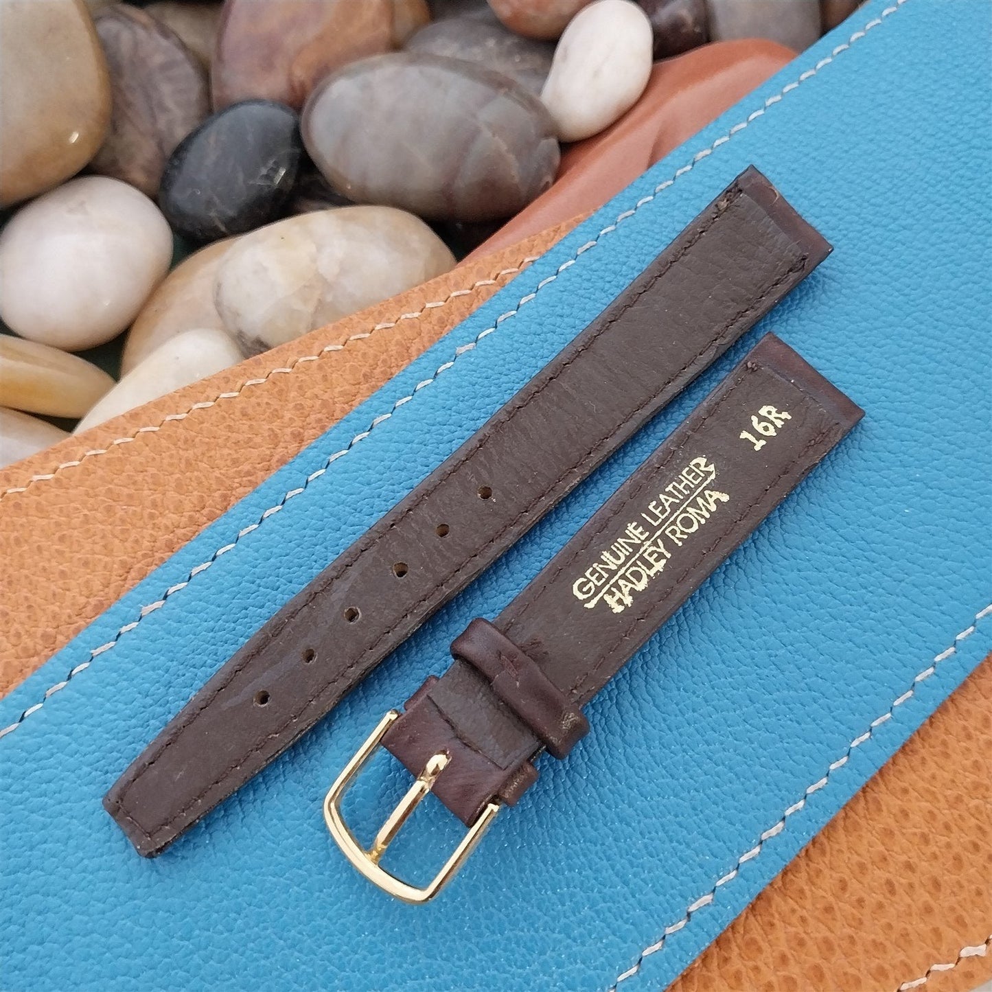 16mm Hadley Roma Brown Tapered Leather nos Unused Vintage Watch Band