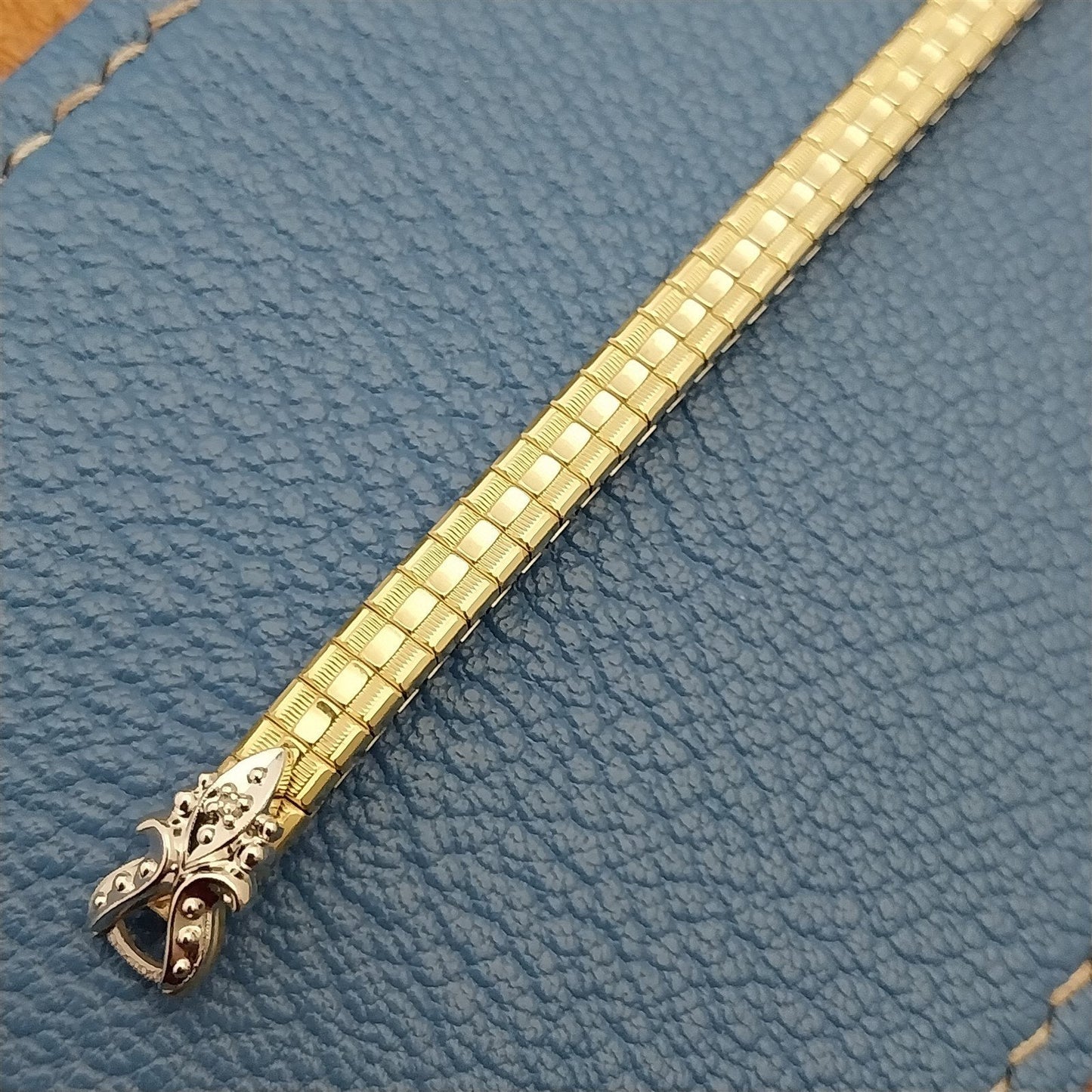 Vintage Ladies 1970s 10k Yellow Gold & Diamond Speidel Expansion Watch Band nos