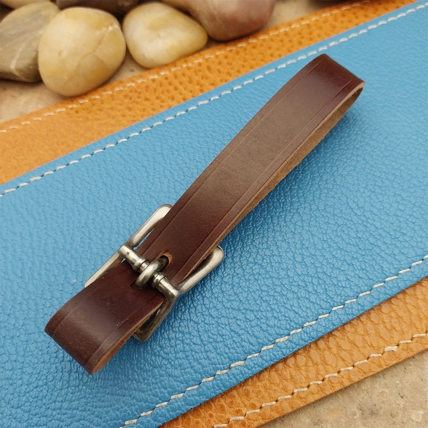Shell Cordovan Leather Vintage Pocket Watch Fob Strap With Premium Solid Buckle