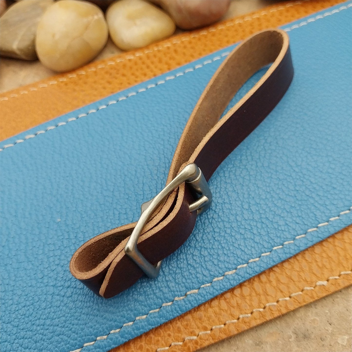 Shell Cordovan Leather Vintage Pocket Watch Fob Strap With Premium Solid Buckle