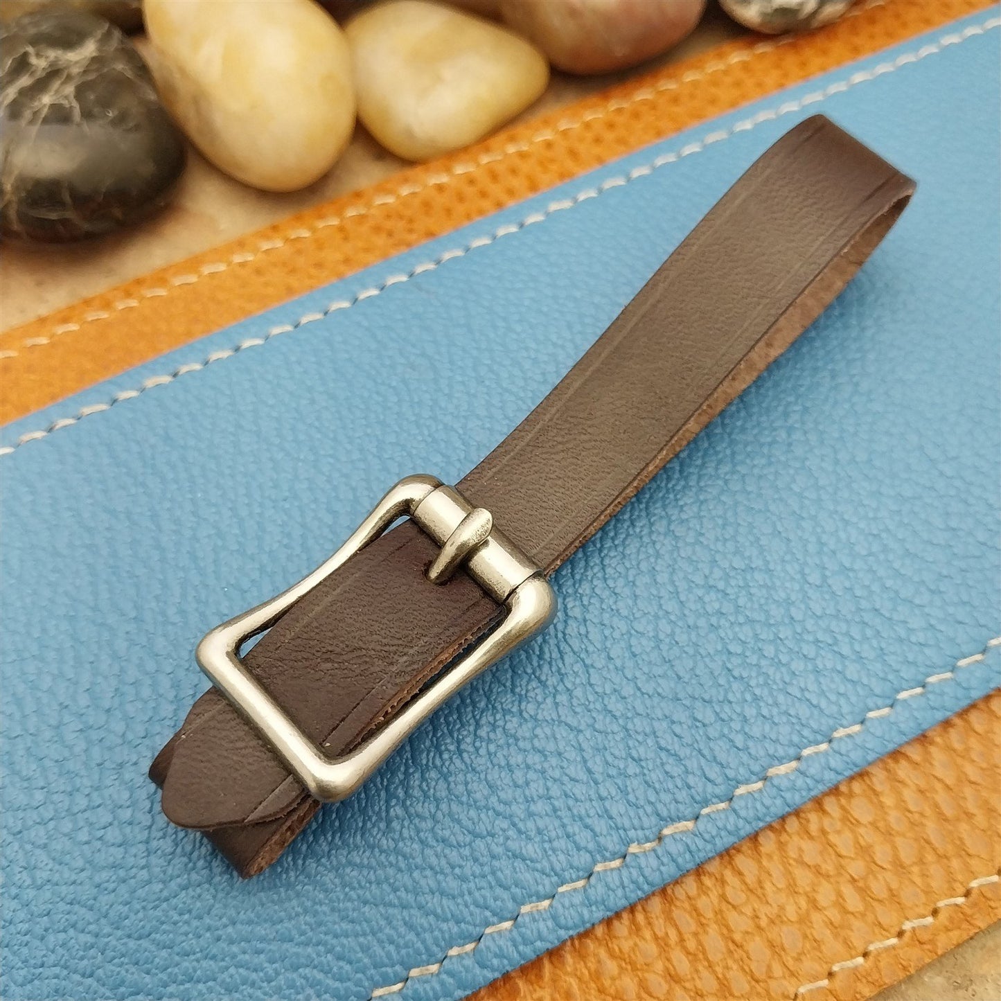 English Bridle Leather Vintage Pocket Watch Fob Strap With Premium Solid Buckle