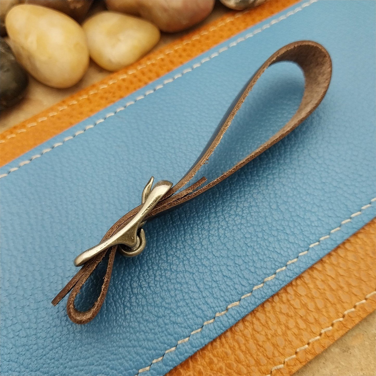 English Bridle Leather Vintage Pocket Watch Fob Strap With Premium Solid Buckle