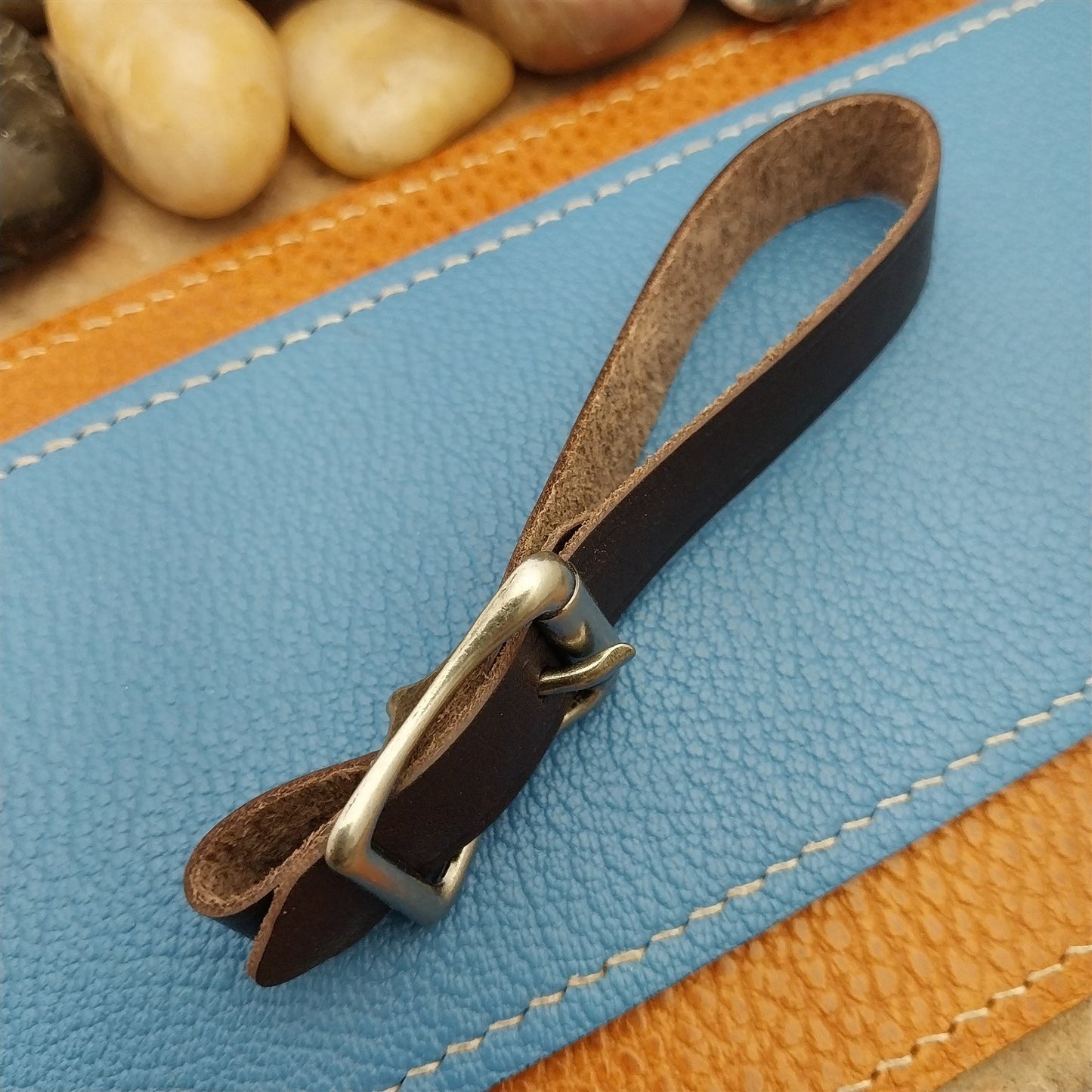 English Bridle Leather Vintage Pocket Watch Fob Strap With Premium Solid Buckle