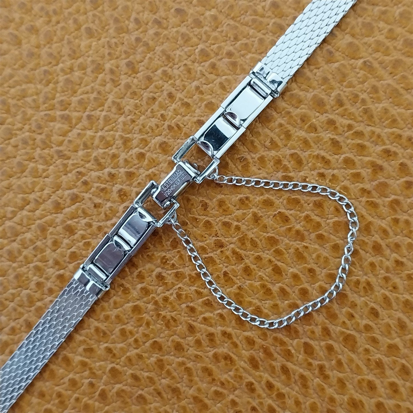 10K White Gold-Filled Mesh Ladies Kestenmade Unused 1960s Cocktail Watch Band