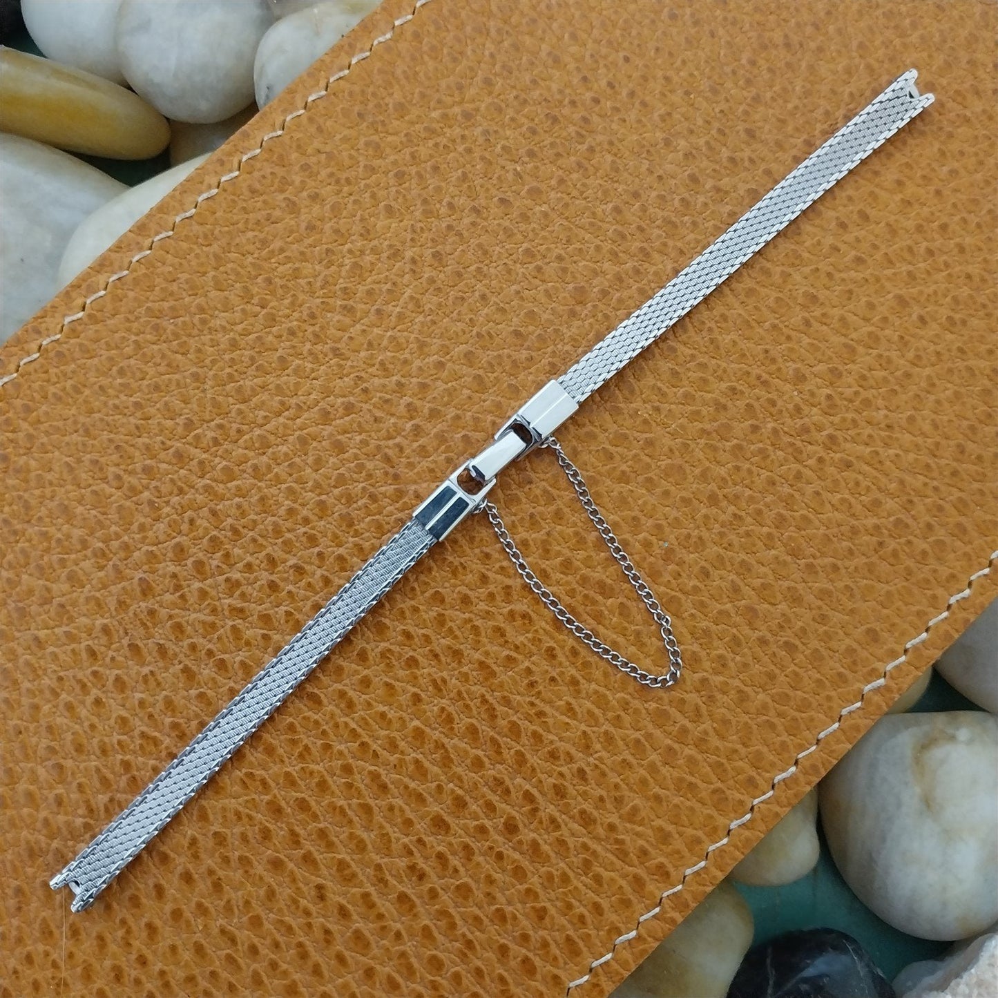 Vintage 10K White Gold-Filled Mesh Ladies Kestenmade 1960s Cocktail Watch Band