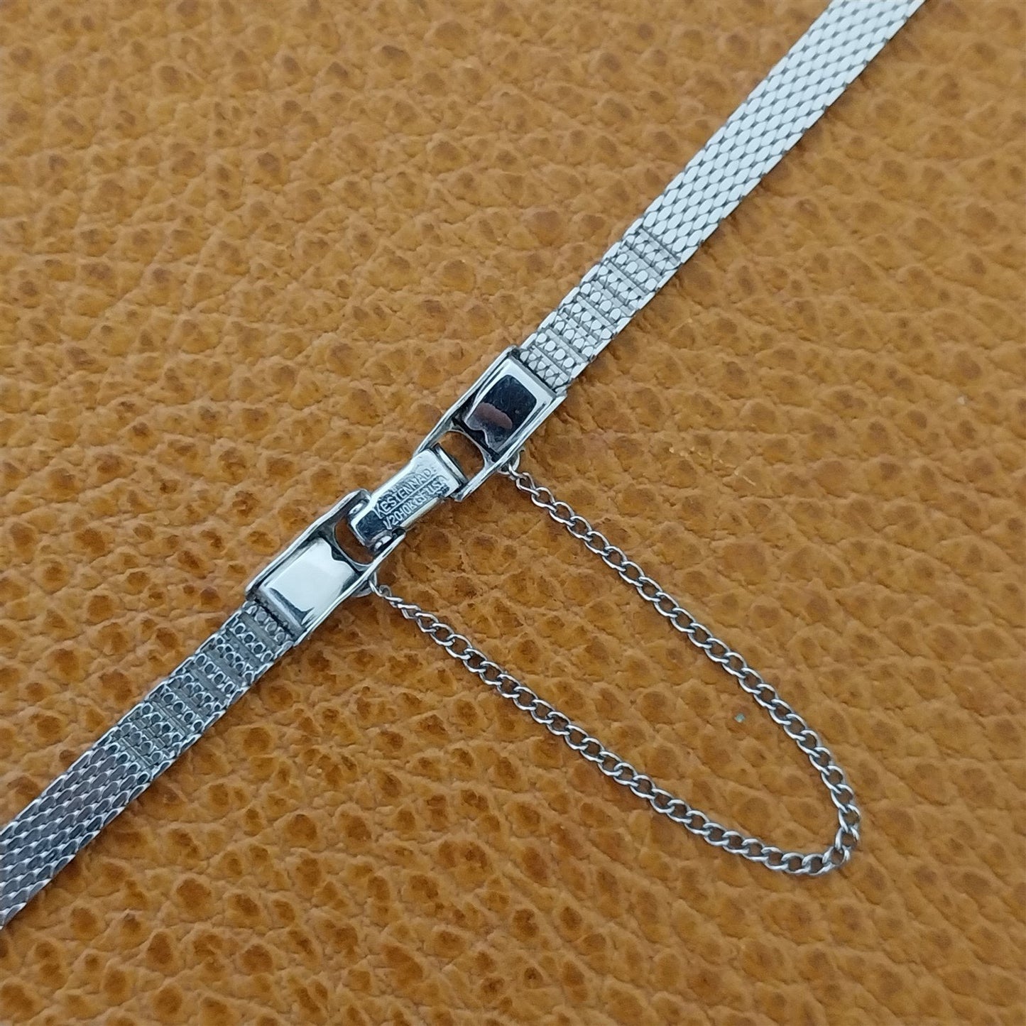 Vintage 10K White Gold-Filled Mesh Ladies Kestenmade 1960s Cocktail Watch Band